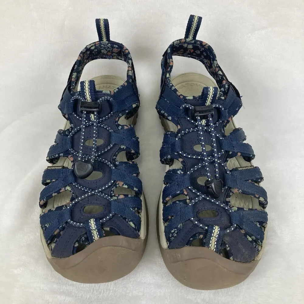 KEEN Sandals Women’s Size 8 Navy Blue Floral Outdoor Shoes Waterproof Hiking